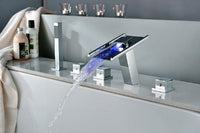 Deck Mounted Water Power LED Bathroom Sink Faucet, Polished Chrome - Cascada Showers