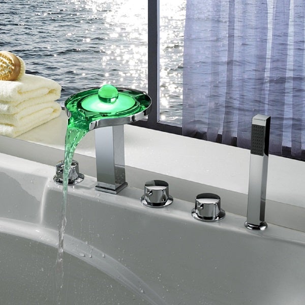 Deck Mounted Water Power LED Sink Faucet (Chrome Finish) - Cascada Showers