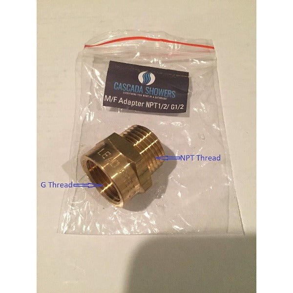 G Thread (Metric BSPP) Female to NPT Male Adapter - Lead Free (1/2