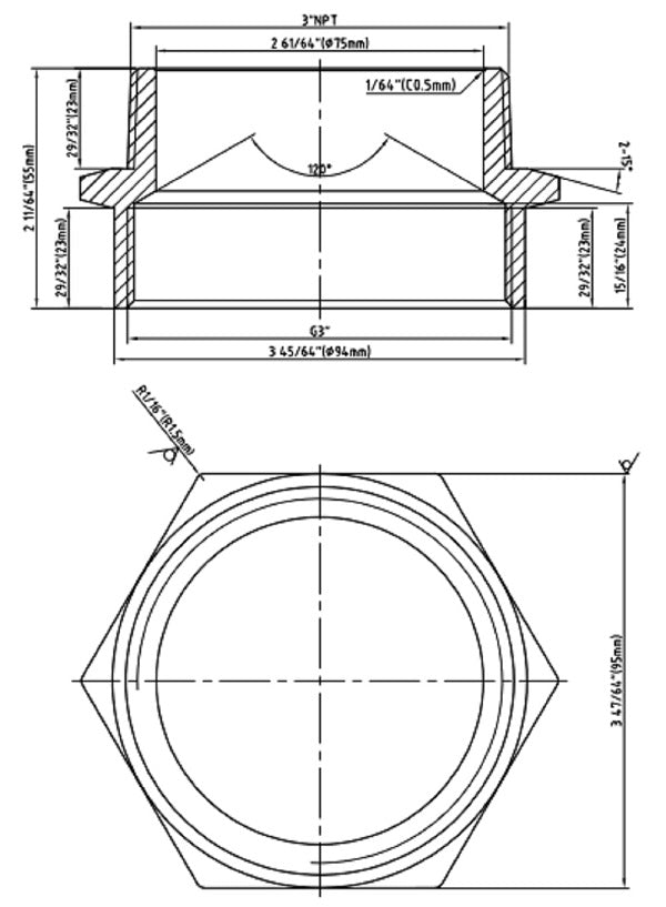 G Thread (Metric BSPP) Female to NPT Male Adapter - Lead Free (3" x 3") - Cascada Showers G Thread (Metric BSPP) Female to NPT Thread Male Pipe Fitting Adapter - Lead-Free (3" x 3") brass adapter fittings an fitting g thread metric bspt female to npt male pipe lead-free 3/8 inch 3/8" taper threads g1 water 1 piece brass adapter fitting water line adapter pipe fitting high quality solid structure durable G thread connector to NPT