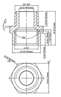 G Thread (Metric BSPP) Female to NPT Male Adapter - Lead Free (3/8" x 3/8") - Cascada Showers brass adapter fittings an fitting g thread metric bspt female to npt male pipe lead-free 3/8 inch 3/8" taper threads g1 water 1 piece brass adapter fitting water line adapter pipe fitting high quality solid structure durable G thread connector to NPT