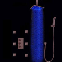 LED Rainfall Thermostatic Shower System with 6 Massage Jets Spray - Ceiling Mount - Cascada Showers