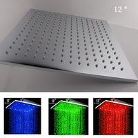 Luxury Shower Set With 12" Square LED Rainfall Ceiling Mount Shower Head - Cascada Showers