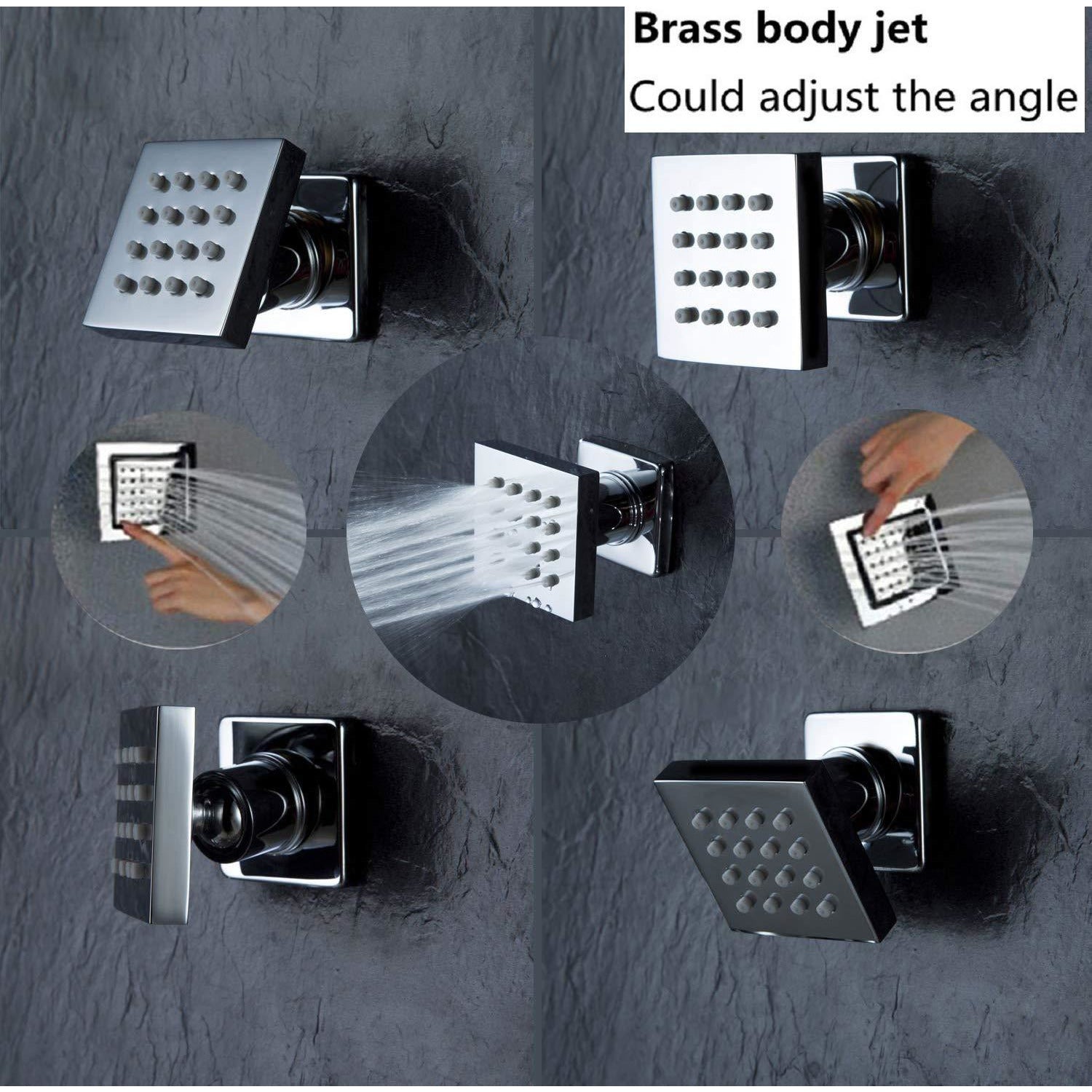 Luxury Shower Set With 12" Square LED Rainfall Ceiling Mount Shower Head - Cascada Showers