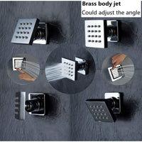 Luxury Shower Set With 12" Square LED Rainfall Ceiling Mount Shower Head - Cascada Showers