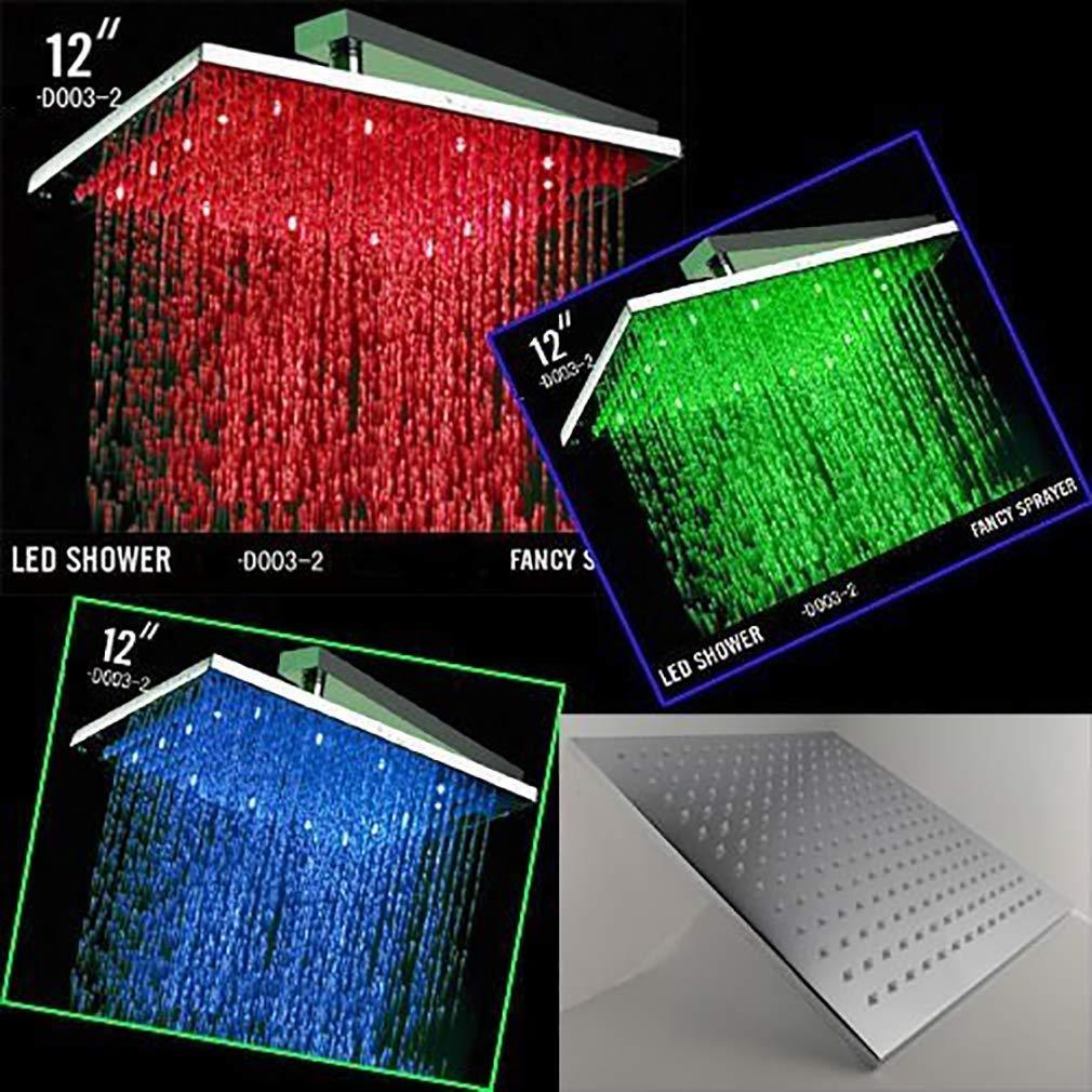 Luxury Shower Set With 12" Square LED Rainfall Ceiling Mount Shower Head - Cascada Showers