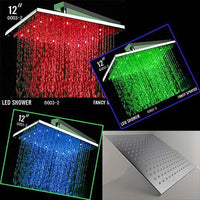 Luxury Shower Set With 12" Square LED Rainfall Ceiling Mount Shower Head - Cascada Showers