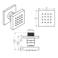 Square Body Spray Jets Shower (16-Nozzle ) - Solid Brass - Cascada Showers