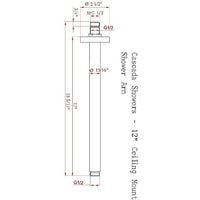 Stainless Steel 10" Ceiling Mount Shower Arm 1/2" NPT Thread - Cascada Showers